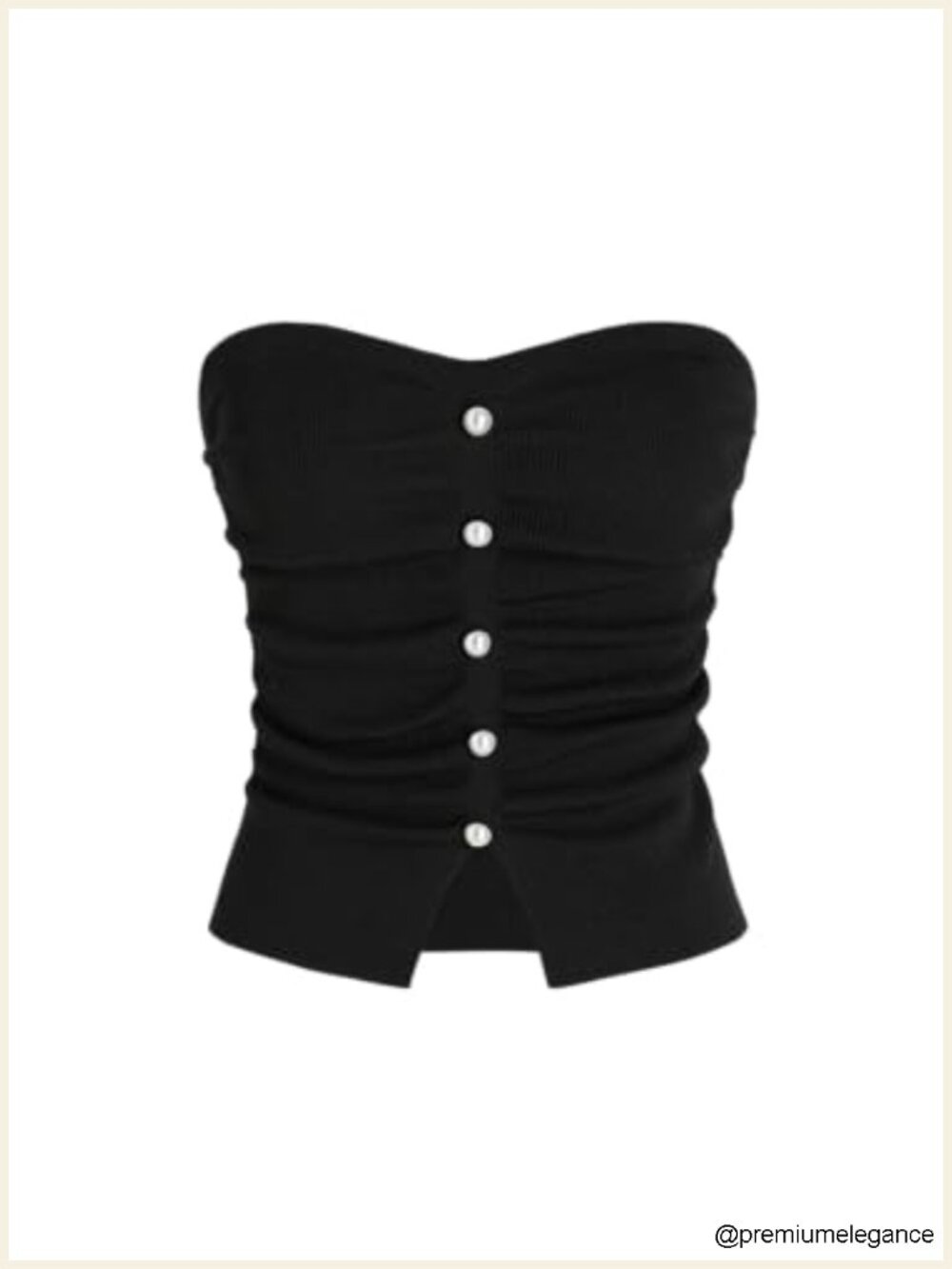 Faux Pearl Tube Top Women Split Hem Knit Crop Y2K Going Out Top